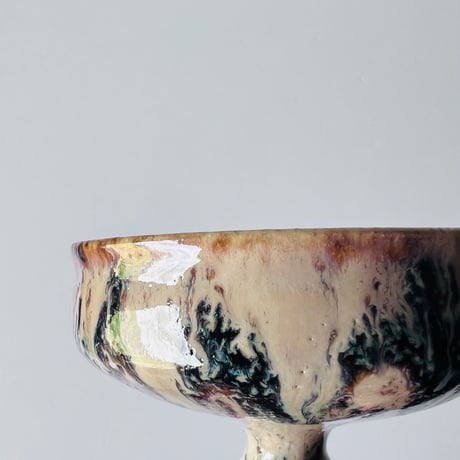 TN−114 谷井直人　黒流青磁貫入ゴブレット Naoto Tanii Black Flow Celadon Crackled Goblet