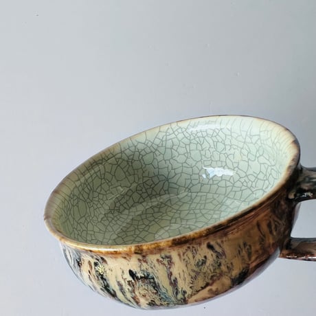 TN−117 谷井直人　黒流青磁貫入マグカップ Naoto Tanii Black Flow Celadon Crackled Mug