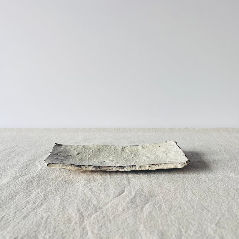 T−124 辻村史朗 粉吹四方皿 共箱付 Shiro Tsujimura Small Kofu