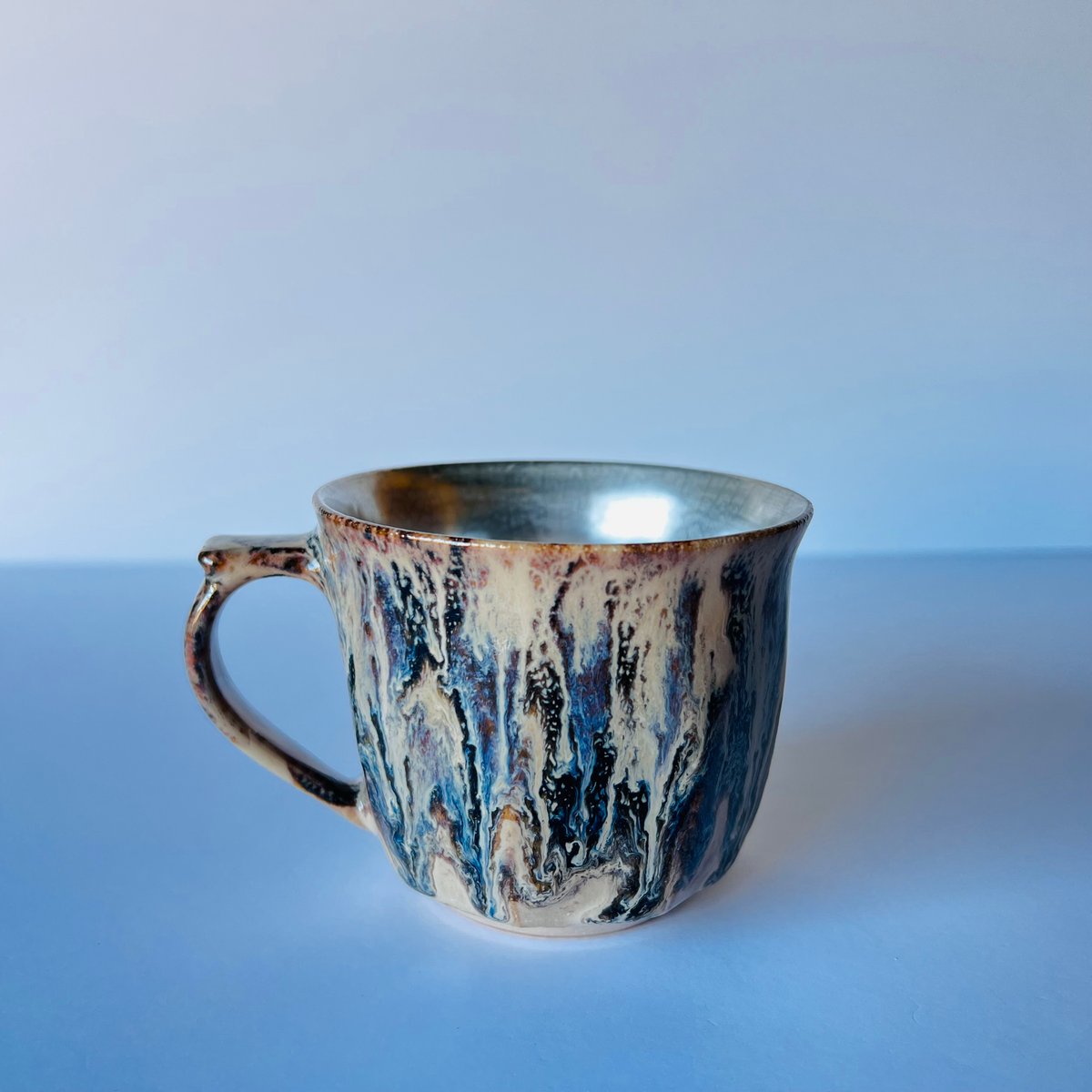 TNｰ84 谷井直人 銀彩黒流マグカップ Silver-Glazed Black Drip M