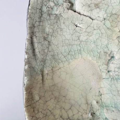 TN−19 谷井直人　銀彩ビードロ四方皿　Naoto Tanii, Silver-glazed Vidro square plate