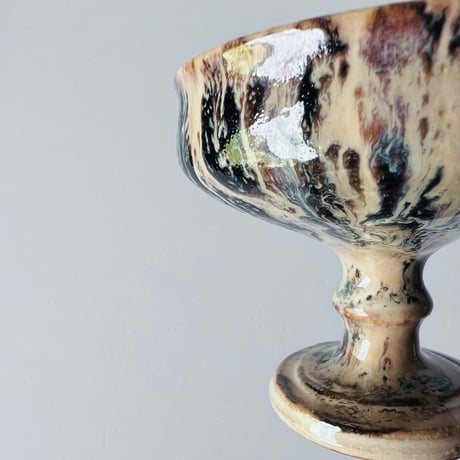TN−114 谷井直人　黒流青磁貫入ゴブレット Naoto Tanii Black Flow Celadon Crackled Goblet