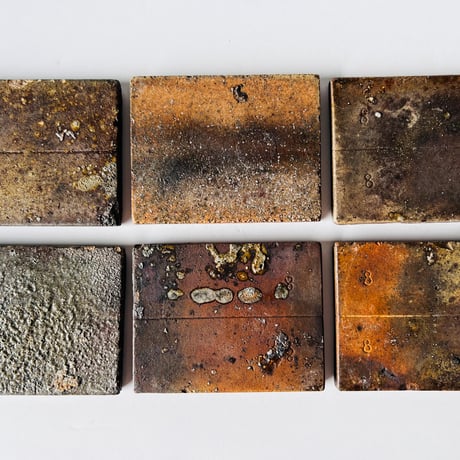 TKー2 信楽角皿六枚組　Shigaraki square plate six-disc set