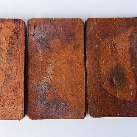 Tｰ63 辻村史朗　備前隅切皿　五枚組　Shiro Tsujimura, Bizen Corner Plate, Set of 5