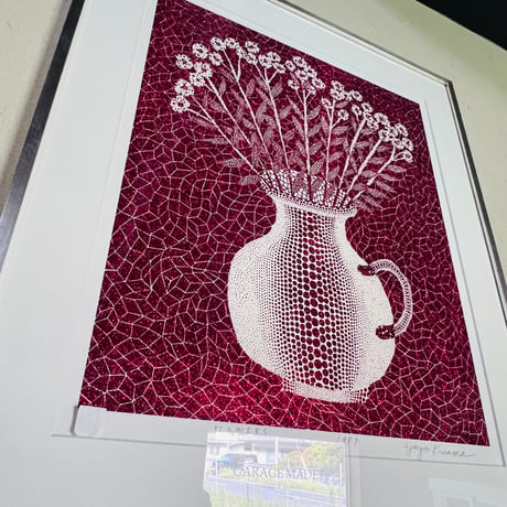 Kー1 草間彌生　「FLOWERS（花）」シルクスクリーン（ラメ）Yayoi Kusama “FLOWERS” (Silkscreen with Glitter)