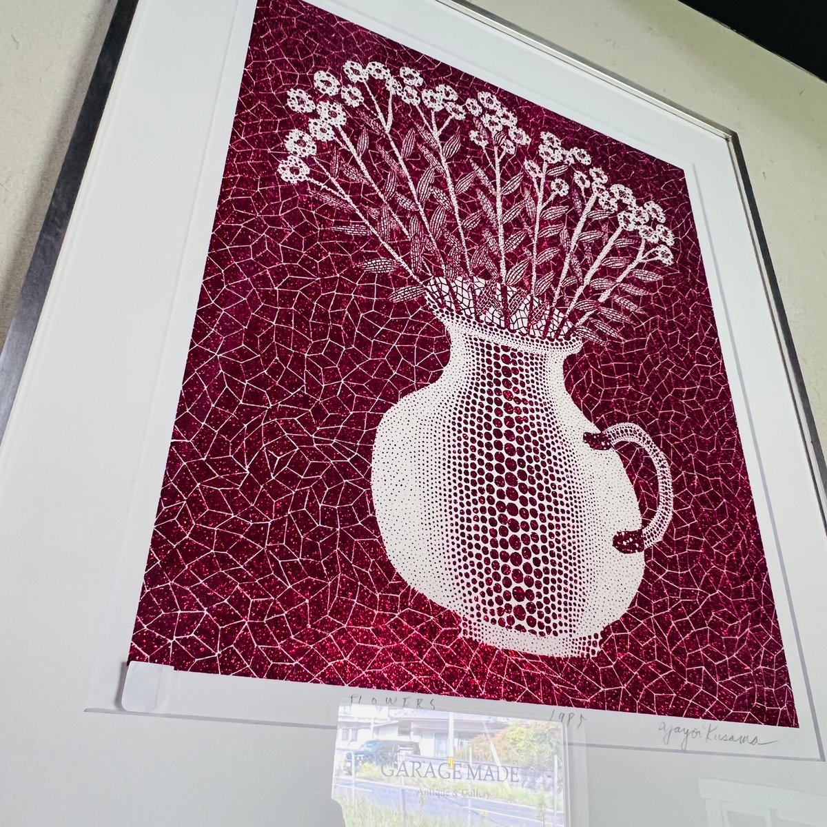 Kー1 草間彌生 「FLOWERS（花）」シルクスクリーン（ラメ）Yayoi