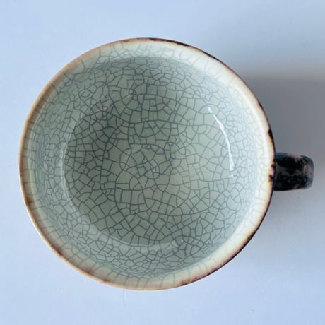 TN−117 谷井直人　黒流青磁貫入マグカップ Naoto Tanii Black Flow Celadon Crackled Mug