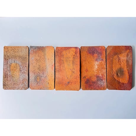 Tｰ63 辻村史朗　備前隅切皿　五枚組　Shiro Tsujimura, Bizen Corner Plate, Set of 5