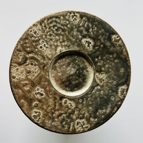 TNー28 谷井直人　銀彩経筒形花入れ　ビードロ　TN-28 Naoto Tanii, Silver-colored cylindrical flower vase, Vidro