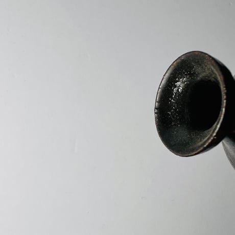 Sー9 鈴木大弓　黒高麗徳利　箱付き Suzuki Hiroyumi Black Korean Sake Bottle with Box