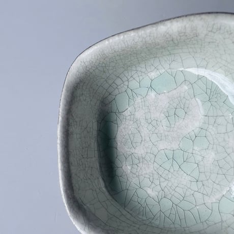 TN−111 谷井直人　銀彩ビードロ四方皿 Naoto Tanii Silver Glaze Bidoro Square Plate