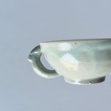 Sー15 鈴木大弓　白磁耳付豆鉢　HIroyumi Suzuki  White Porcelain Ear-Handled Bowl