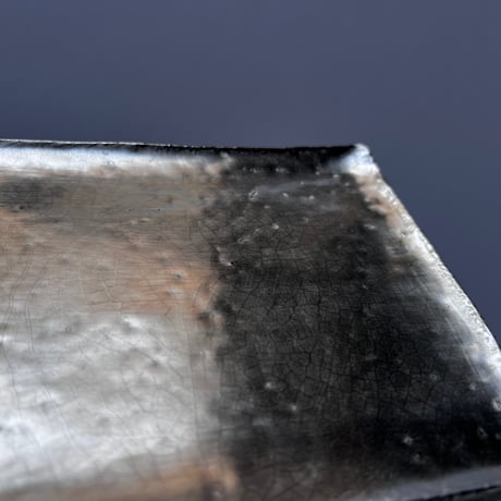 TNー37 谷井直人　銀彩四方皿小　Naoto Tanii Silver-colored square plate small