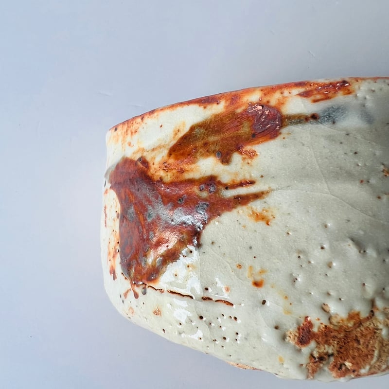 T-72辻村史朗 志野茶碗 共箱有 Shiro Tsujimura Shino tea bow