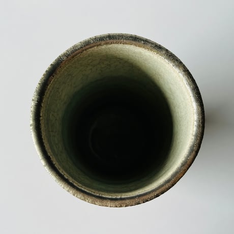 TNｰ29 谷井直人　銀彩経筒型形花入れ　ビードロ　TN-29 Naoto Tanii, Silver-colored cylindrical flower vase, Vidro
