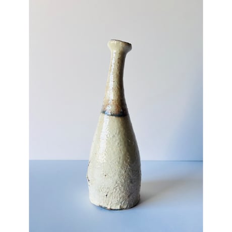 T−103 辻村史朗　粉吹つる首花入　共箱有　Shiro Tsujimura Kohiki Tsurukubi Hanaire (Kohiki Long-neck Flower Vase)