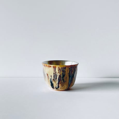 TN−120 谷井直人　銀彩黒流湯呑み Naoto Tanii Silver Glaze Black Flow Yunomi