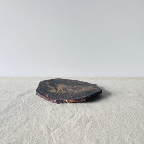 T−127 辻村史朗　焼き締め八角皿　共箱付　Shiro Tsujimura Yakishime Octagonal Plate