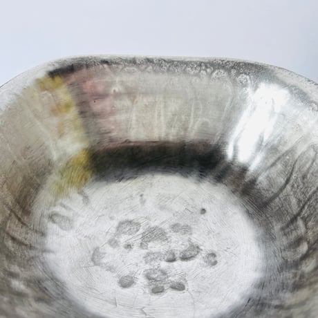 TN−106 谷井直人　総銀彩隅丸四方鉢 Naoto Tanii Full Silver Glaze Rounded Square Bowl
