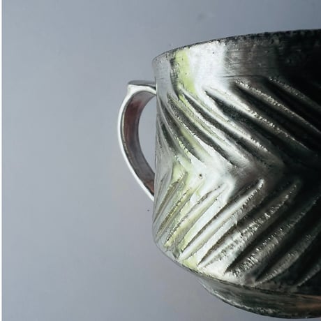 TNー54 谷井直人　銀彩ビードロマグカップ　しのぎ　Naoto Tanii Silver-glazed Vidro Mug - Shinogi