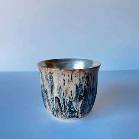 TNｰ84 谷井直人　銀彩黒流マグカップ　Silver-Glazed Black Drip Mug