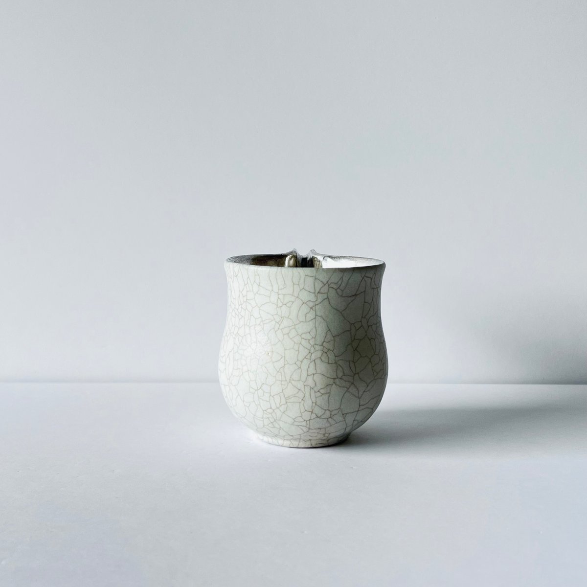 TN−124 谷井直人 銀彩白釉貫入片口 Naoto Tanii Silver Glaze W