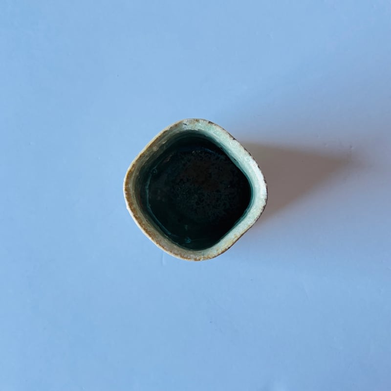 Fー22 古谷和也 伊賀角ぐい呑 共箱有 Kazuya Furutani Iga Square