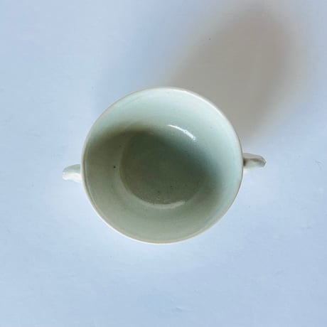 Sー15 鈴木大弓　白磁耳付豆鉢　HIroyumi Suzuki  White Porcelain Ear-Handled Bowl