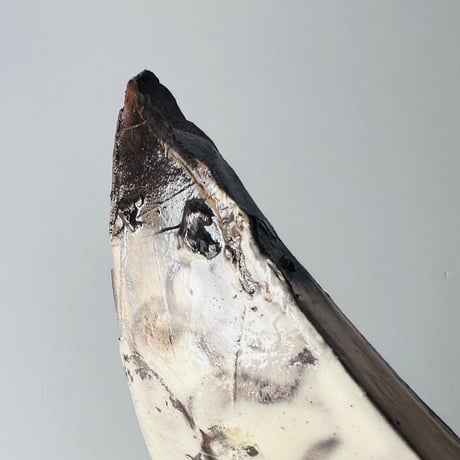 T−121 辻村史朗　粉吹三角皿大　共箱付　Shiro Tsujimura Large Kofuki Triangular Plate