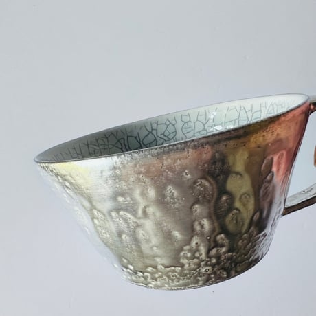TN−116 谷井直人　銀彩青磁貫入マグカップ Naoto Tanii Silver Glaze Celadon Crackled Mug