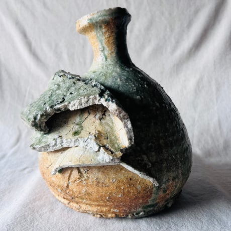 T−114　辻村史朗　伊賀花入　共箱付　Shiro Tsujimura Iga Flower Vase