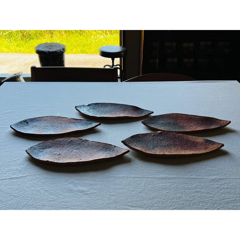 O−40 大平新五 信楽葉皿五枚組 Shingo Ohira – Set of Five S