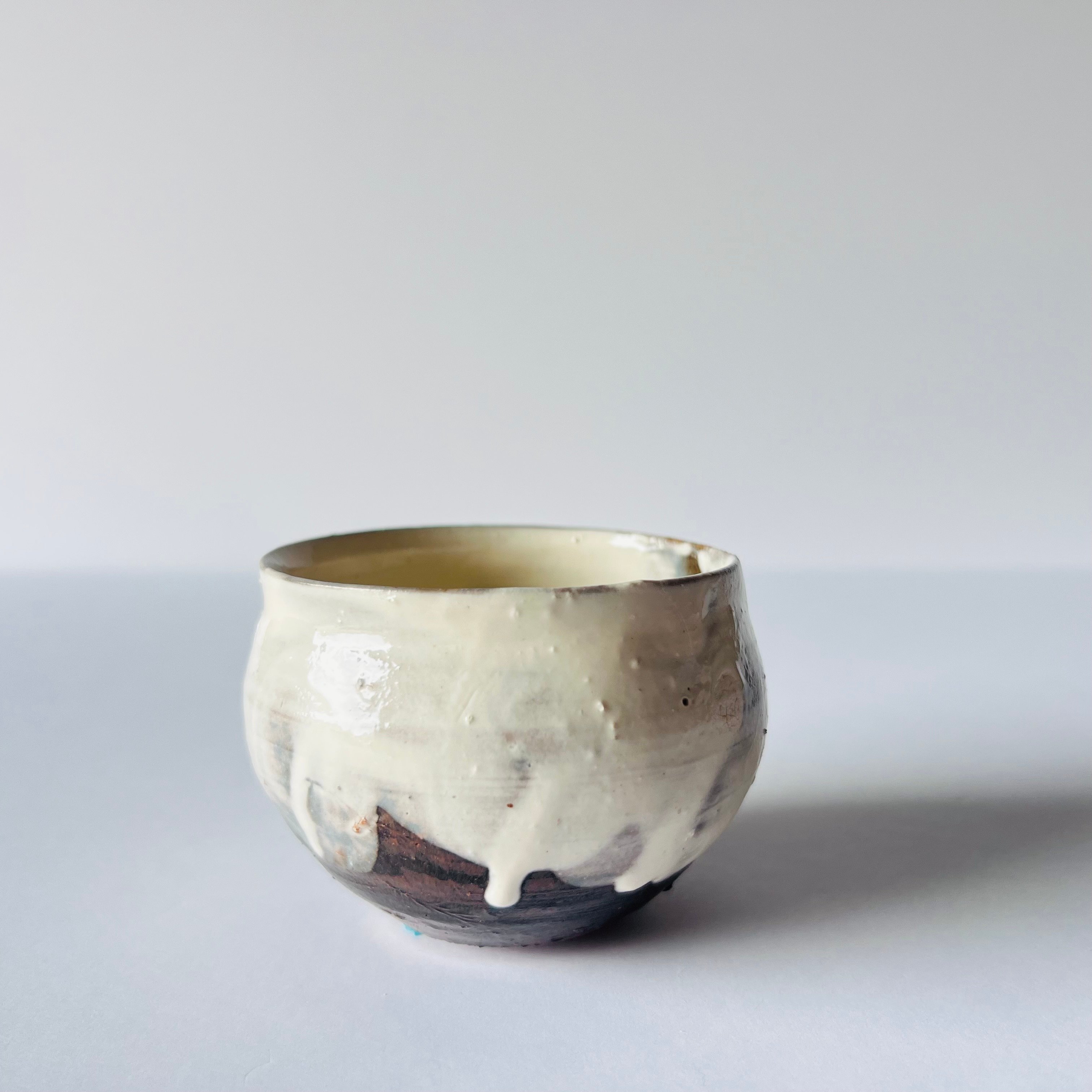 辻村史郎　粉吹ワイングラス（ソゲ等あり） T−137 辻村史朗 粉吹ワインカップ 共箱付 Shiro Tsujimura Kofuki