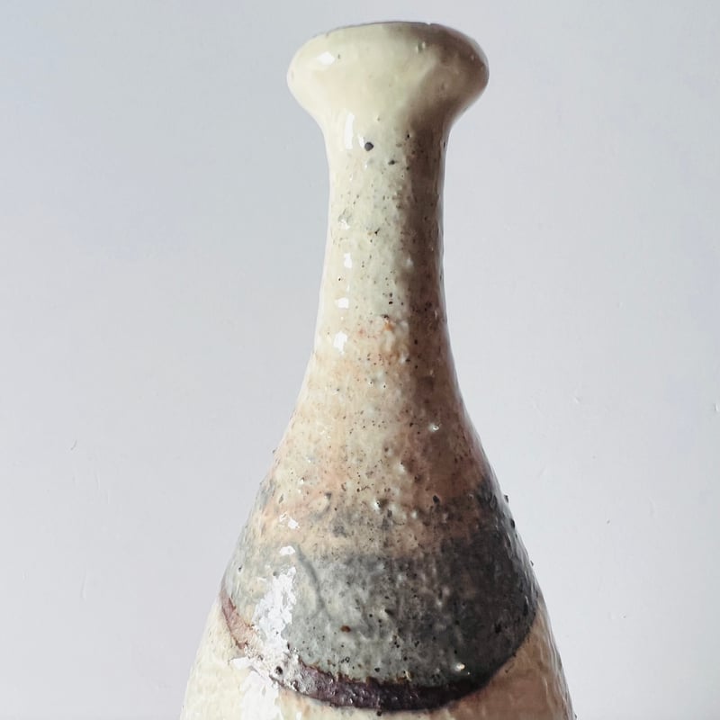 T−128 辻村史朗 粉吹つる首花入 共箱付 Shiro Tsujimura Kohiki C