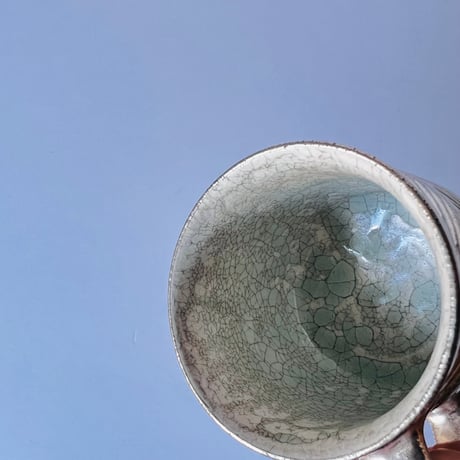 TNｰ90 谷井直人　銀彩しのぎビードロマグカップ　Silver-Glazed Shinogi Bidoro Mug