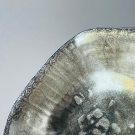 TN−106 谷井直人　総銀彩隅丸四方鉢 Naoto Tanii Full Silver Glaze Rounded Square Bowl
