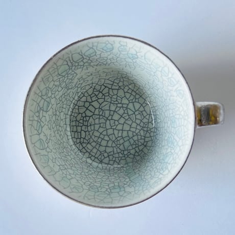 TN−116 谷井直人　銀彩青磁貫入マグカップ Naoto Tanii Silver Glaze Celadon Crackled Mug