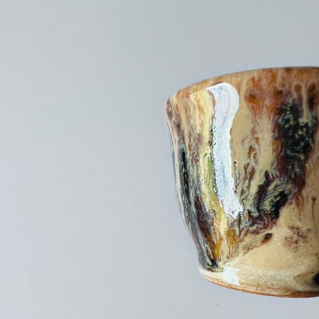 TN−127 谷井直人　銀彩黒流杯 Naoto Tanii Silver Glaze Black Flow Guinomi
