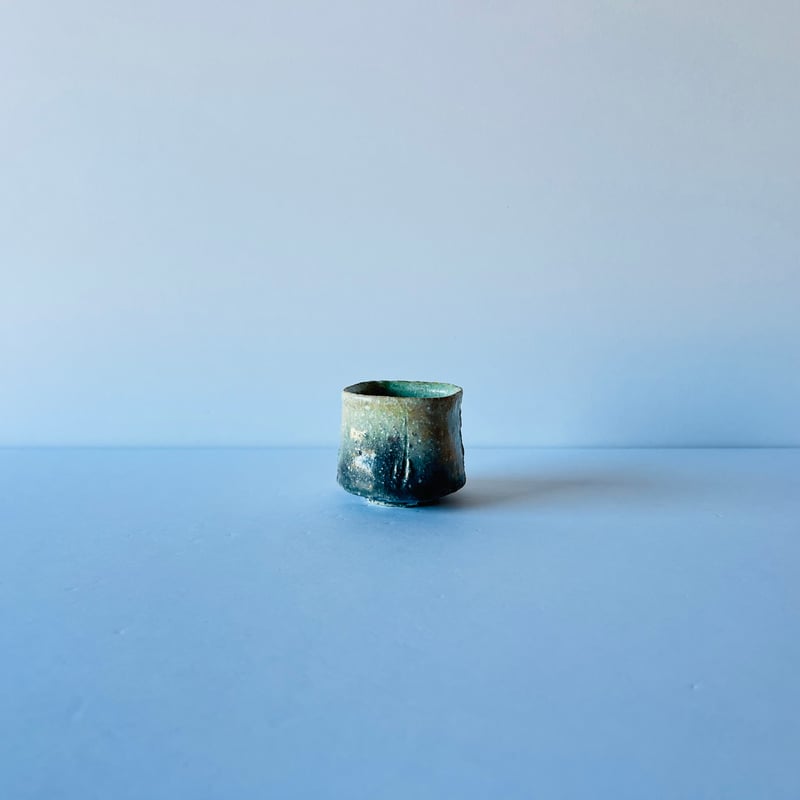 Fー22 古谷和也 伊賀角ぐい呑 共箱有 Kazuya Furutani Iga Square