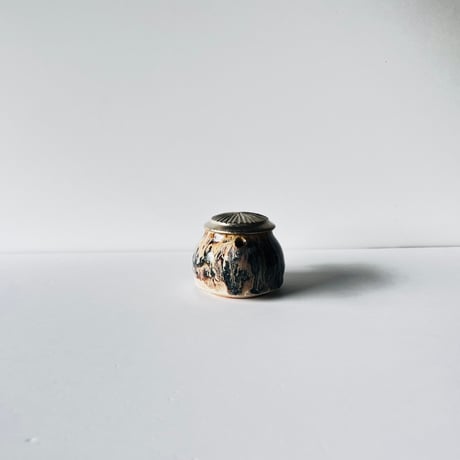 TNー44 谷井直人　黒流銀彩ポット　Naoto Tanii Black Flow Silver Glaze Pot