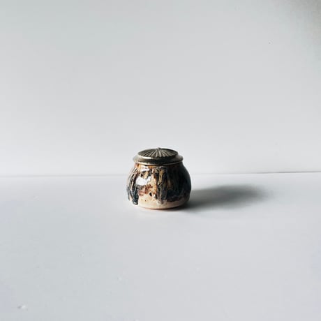 TNー44 谷井直人　黒流銀彩ポット　Naoto Tanii Black Flow Silver Glaze Pot