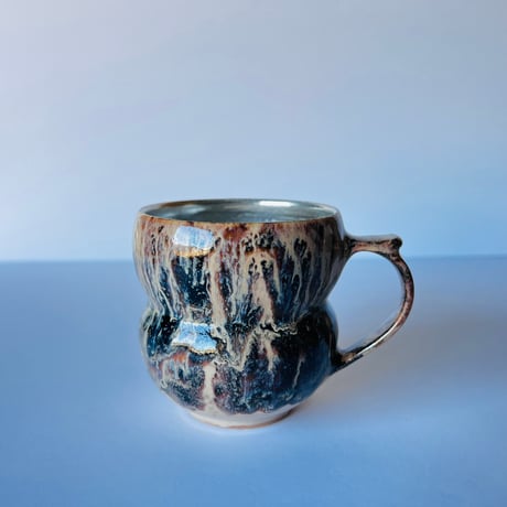 TNｰ86 谷井直人　銀彩黒流マグカップ　Silver-Glazed Black Drip Mug
