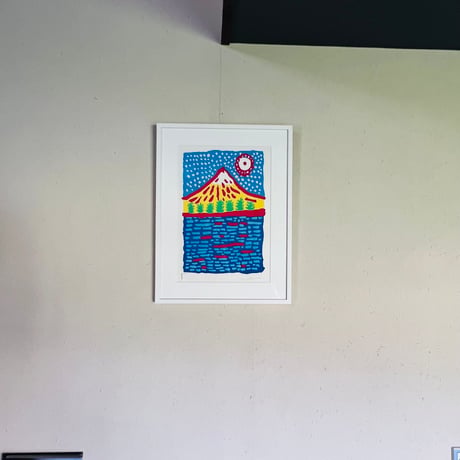 Kー2 草間彌生　「わが心の富士はかたる」木版画　Yayoi Kusama “My Heart Speaks of Mount Fuji” Woodblock Print