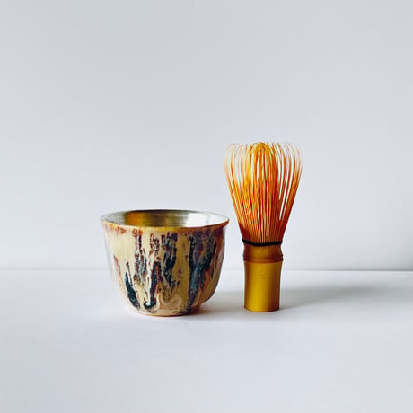 TN−120 谷井直人　銀彩黒流湯呑み Naoto Tanii Silver Glaze Black Flow Yunomi