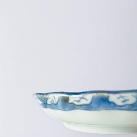 KS-1 伊万里　染付　呉須白抜　花鳥図　Imari blue and white with cobalt blue and white, flower and bird design