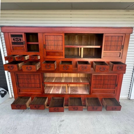 ＧＭ10Z① 八尺極上前総欅の近江水屋箪笥 Premium 8-Sized Omi Mizuya Tansu (Kitchen Cabinet) with All-Keyaki Front