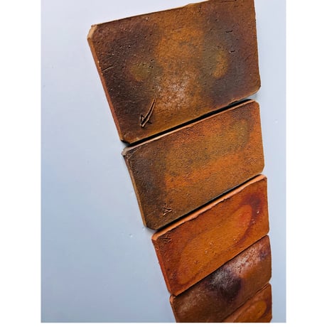 Tｰ63 辻村史朗　備前隅切皿　五枚組　Shiro Tsujimura, Bizen Corner Plate, Set of 5