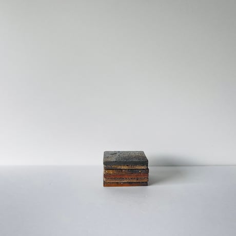 TKー1 信楽角皿六枚組　Shigaraki square plate six-disc set