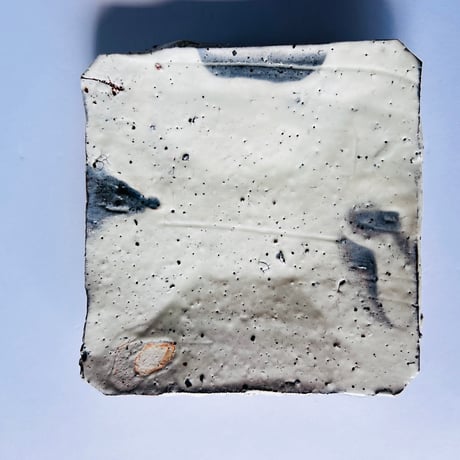 Tｰ64 辻村史朗　粉引き角皿小　Shiro Tsujimura  Powdered square plate
