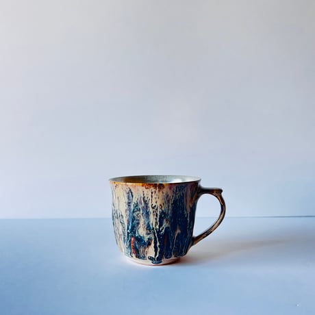 TNｰ84 谷井直人　銀彩黒流マグカップ　Silver-Glazed Black Drip Mug